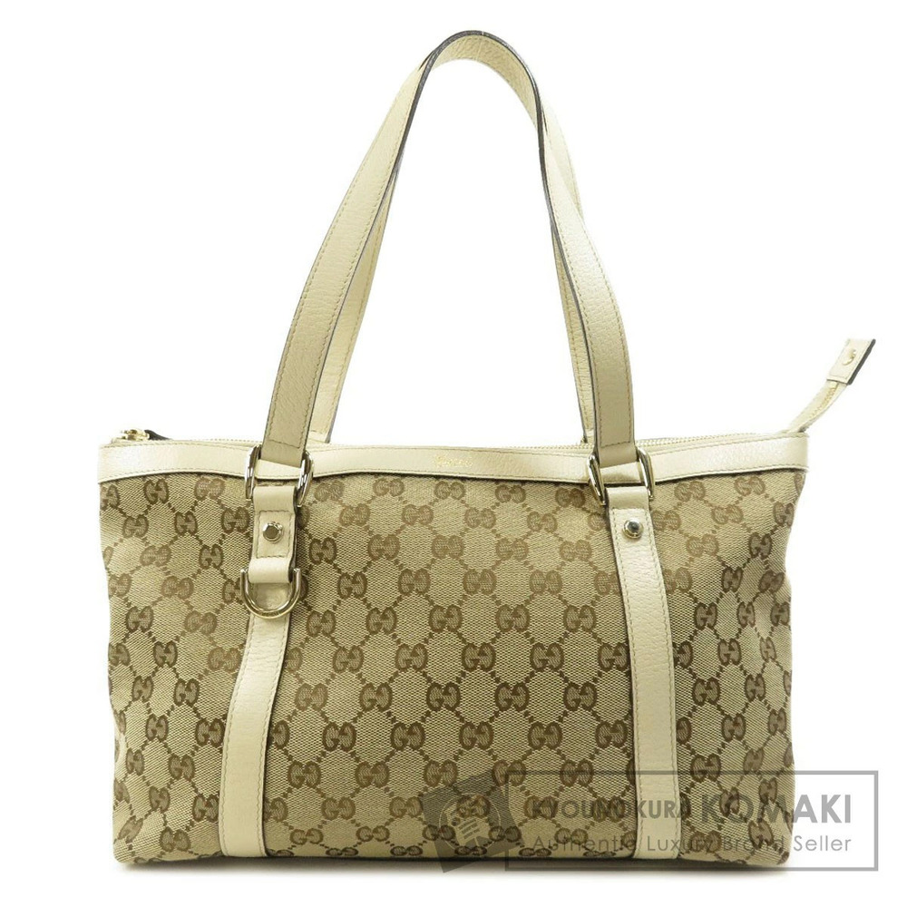 Gucci GG Canvas Abbey Tote Shoulder bag Beige White